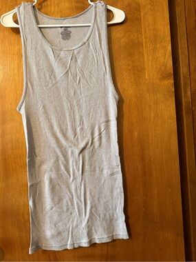 Men’s Hanes Light Gray Ribbed Scoop Tank Top